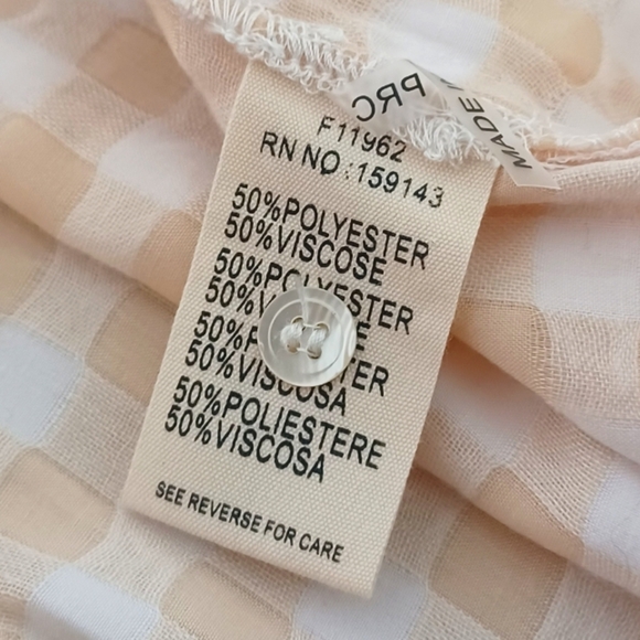 NWT FRNCH Ruffled Collar Windowpane Cottagecore Button Down Front Blouse - Picture 9 of 13